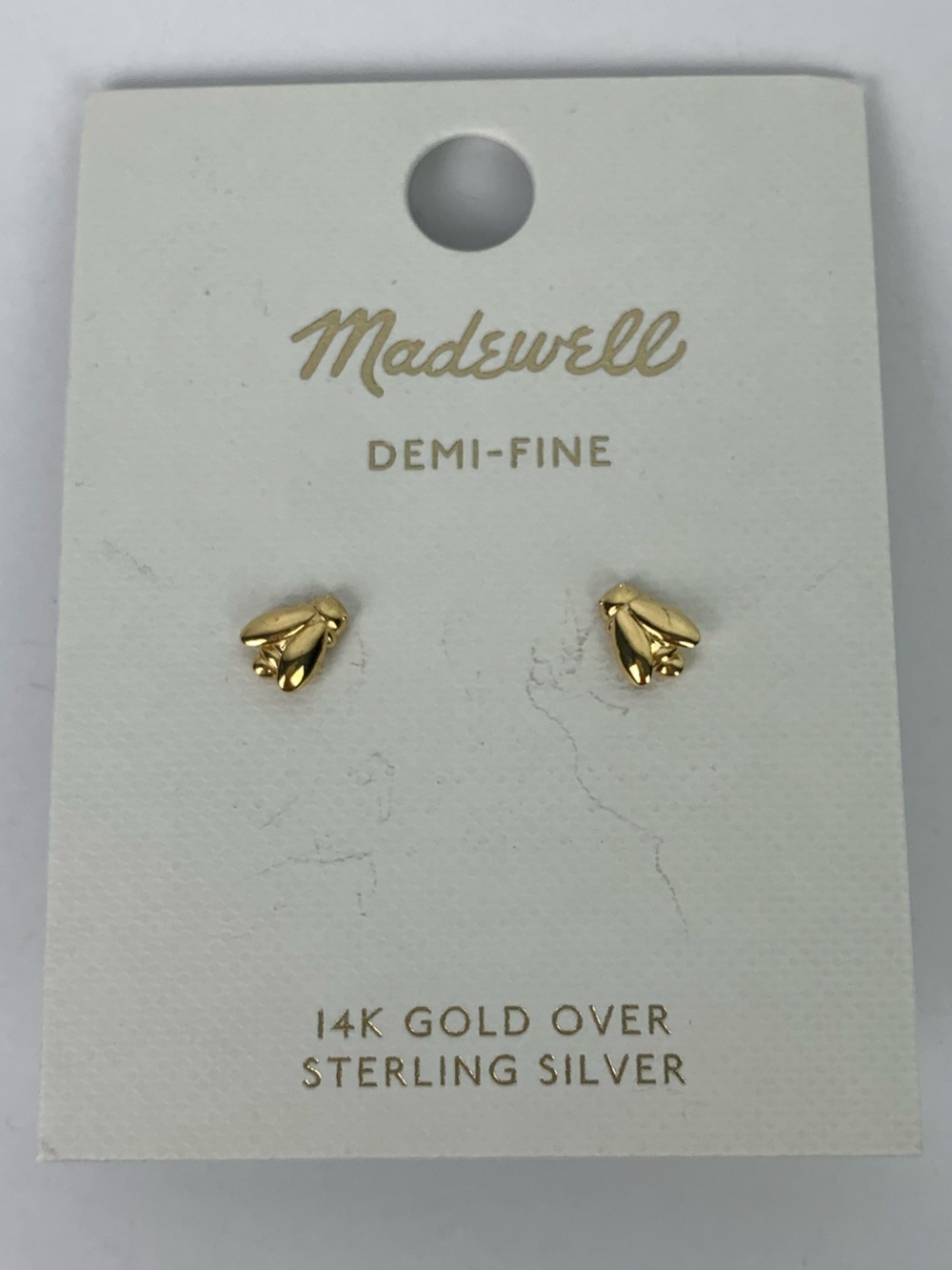 Madewell Demi-Fine Bumble Bee Stud Earrings 14K Gold Over 925 Sterling Silver